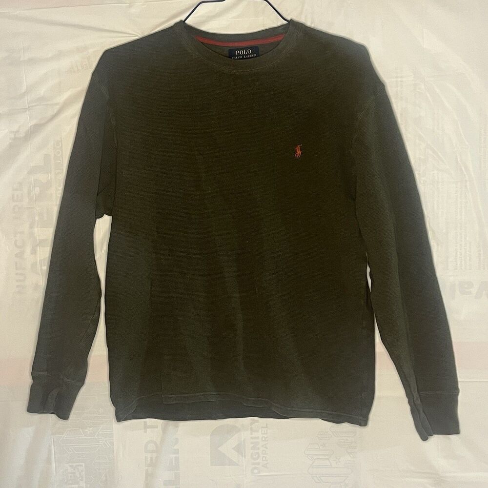 Vintage Ralph Lauren Polo Men's Crewneck Cotton Sweater‎ Green XL Pony Y2K